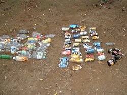 DSCF0156回収したペットボトル・空缶・ビンこれ以外にタバコの吸殻・空箱、ホィールキャップ、ビニール袋等